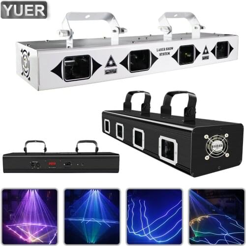 4 Heads Full Color RGB Pattern Scanning Beam Laser Light Stage Effect Laser Projector DMX512 DJ Disco Bar Club Party Light Shows