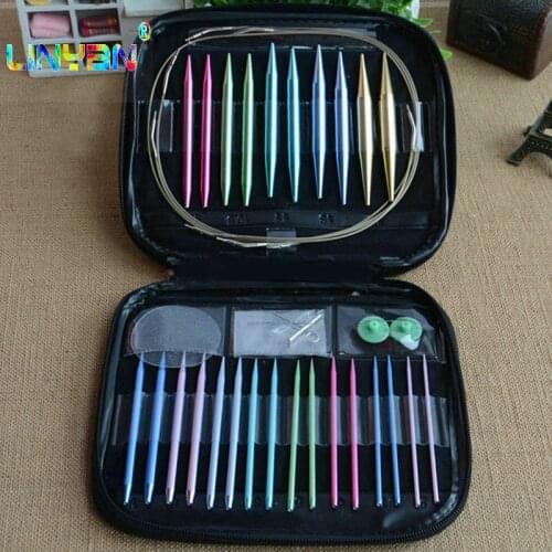 1 set Detachable colours aluminium oxide annular needle Woolen yarn top grade weaving tools crochet hook kni knitting needle t49