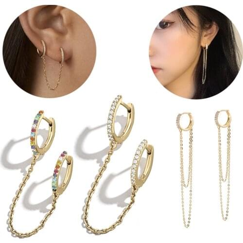 1Pair 11.5mm Long Tassel Cz Hoop Helix Cartilage Earring Piercing Daith Snug Rook Tragus Ring Ear Piercing Jewelry