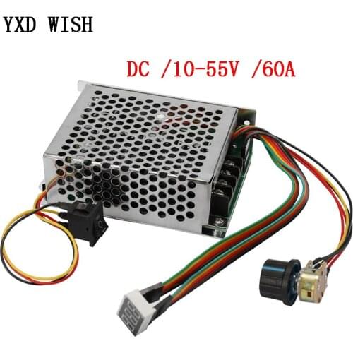 PWM Motor Speed Controller DC 10-55V 60A Speed Controller CW CCW Reversible Switch Digital Display 12 V Motor Speed Controller