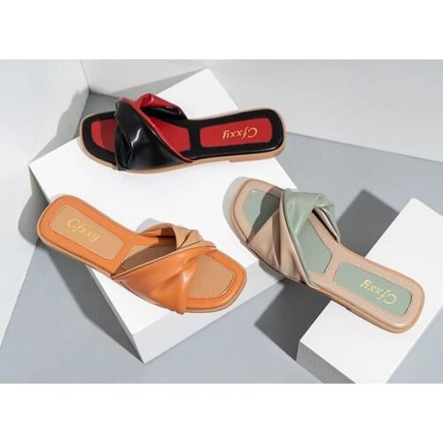 2021 Women Brand Slippers Outdoor Female Beach Non-slip Slides Flip Flops Big Size 42 Summer Open Toe Flat Casual Sewing Sandals