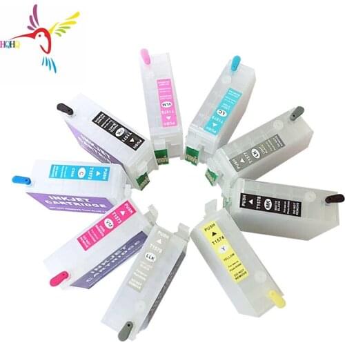 T7601-T7609 9pcs/Set 80ml Bigger Volume Refillable Ink Cartridge with Permanent Chip for Epson P600 Printer Refill Ink Cartridge
