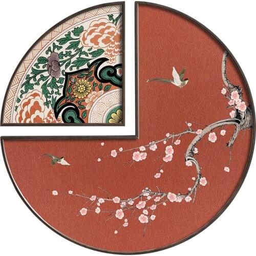 TT Happy Eyebrows New Chinese Zen Flowers and Birds Decorative Painting Creative round Restaurant Paintings Chinese Style