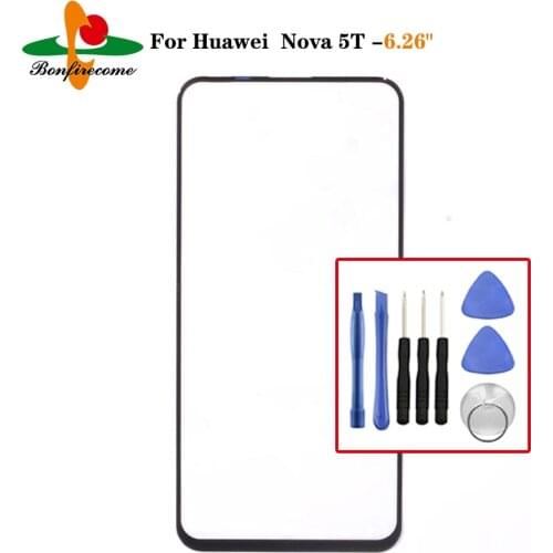 Outer Screen For Huawei Nova 5T YAL-L21 Front Touch screen Panel LCD Display Outer Screen Glass Cover Lens Replacement