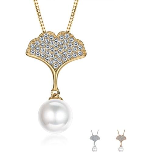 ZEMIOR Sterling Silver S925 Pendant Necklace For Women Zircon With Ginkgo Leaf Necklaces Anniversary Fine Jewelry Hot Sale