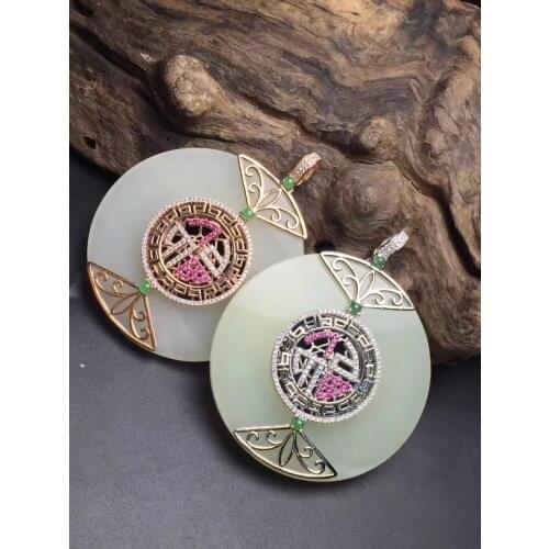 Fine Jewelry Real 925 Steling Silver s925 Myanmer Origin 100% Natural Jade Gemstone Female Pendant Necklaces Christmas Gift