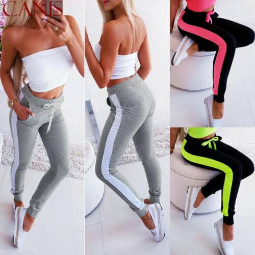 Women Sport YOGA Pants Vertical pattern Stretch Slim Workout Gym Fitness Leggings High Waist Drawstring Trousers Sportswear