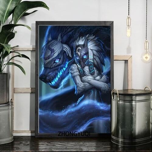 1pcs LOL Eternal Hunters Kindred Pictures League of Legends Game Poster Pictures Canvas Painting Wall Art wall canvas prints