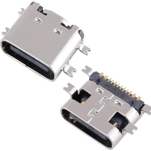10pcs USB-3.1 SMT USB Connector Type C Horizontal Mid Mount Female 1.6mm through board 0.8mm for charger adapter DIY Type C