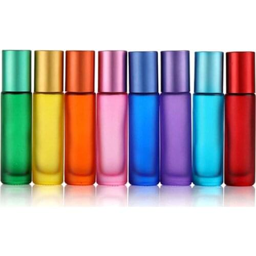 10Pcs/lot Thick Frosted Glass Roll On Bottle Roller Ball 5ml 10ml Essential Oil Vials Empty Refillable Perfume Bottle For Travel