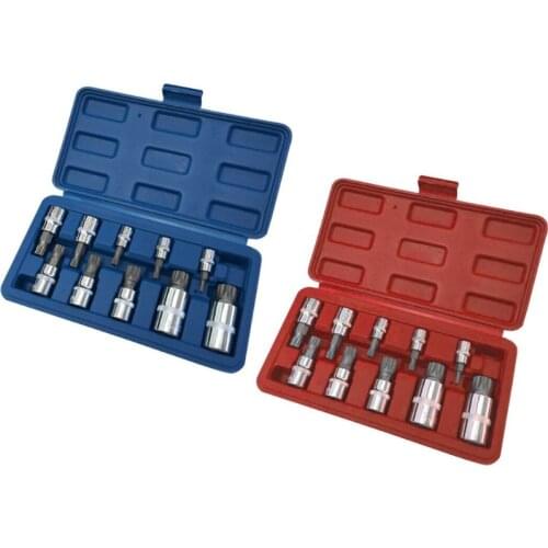 10 Pcs XZN 12 Point Triple Square Spline Bit Socket Set Tamper Proof with Case