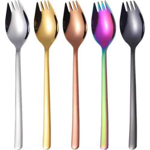 2 in 1 Multifunction Spork Spoon Fork Noodle Fruit Salad Kitchen Restaurant Tool