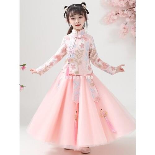 2021 girls chinese traditional hanfu dress ancient chinese opera tang han ming costume dynasty child clothing folk dance dress
