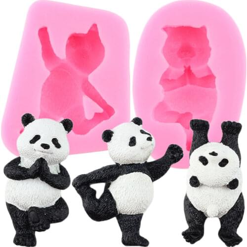 3D Bear Panda Silicone Molds Baby Birthday Fondant Cake Decorating Tools Animals Soap Resin Clay Candy Chocolate Gumpaste Moulds