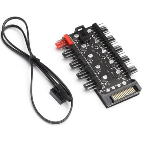 Small 4pin Fan Hub PWM Temp Control Speed Regulation Molex 4p/SATA Interface Power Supply Motherboard Controller Adapter