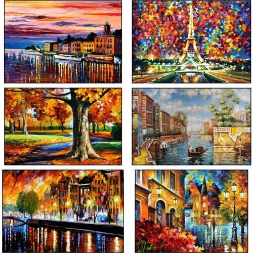 5D DIY Diamond Painting Eiffel Tower Embroidery Diamond Painting Cross Stitch Rhinestone Mosaic Pedestrian street oil painting