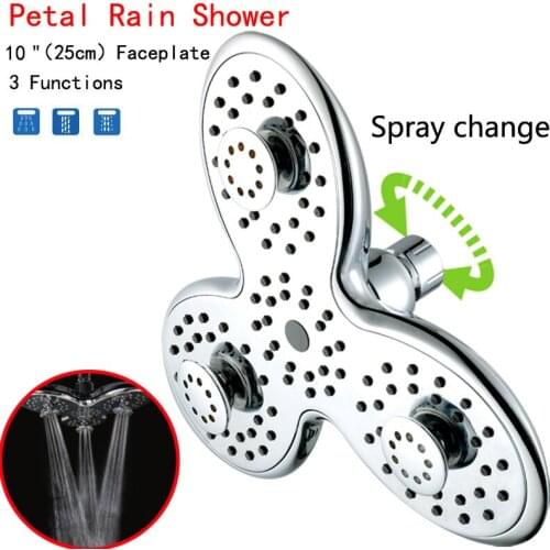9.5inch Three Head Shower Head Finish Top Rain Waterfall Head Shower Replacement Faucet ABS Full Chrome Plated Showerhead