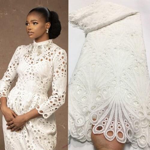 African Lace Fabric Hot Sell Mesh 2021 New Arrival Plain White Color African Cord Lace /guipure Lace Fabrics High Quality M10403