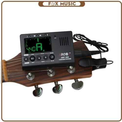 Aroma AMT-560 Electric Guitar Tuner Guitar Metronome Built-in Mic Pickup Cable 6.3mm for Guitar Chromatic Bass Violin Ukulele