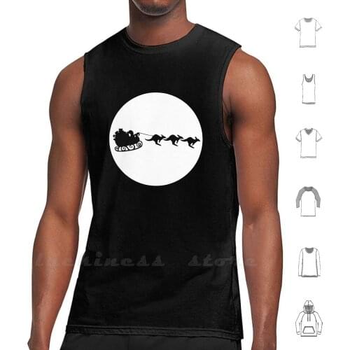 Aussie Christmas Tank Tops Vest 100% Cotton Merry Christmas Sleigh Aussie Aussies Australia Australian Xmas Full Moon Night