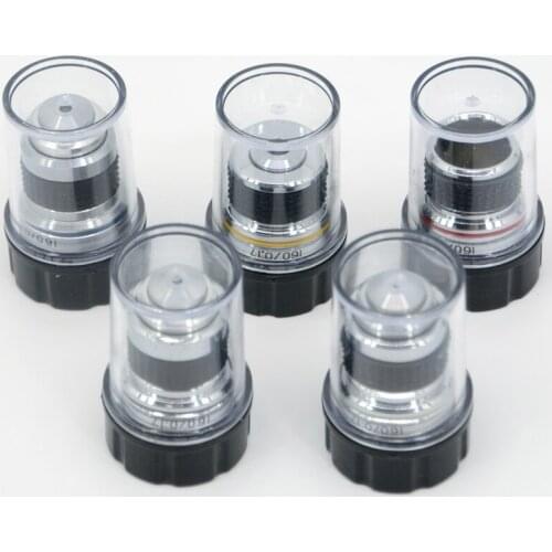 FYSCOPE 4X, 10X, 40X, 100X 4PCS Biological Microscope L=185 Achromatic Objective Lens with thread mouning size 20.14mm
