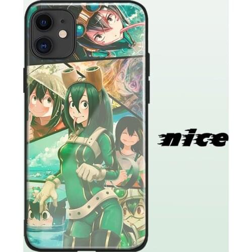 Asui Tsuyu Boku no Hero Academia cover FOR iPhone SE 6s 7 8 x xr xs 11 pro max Samsung s note 10 20 plus glass phone case shell