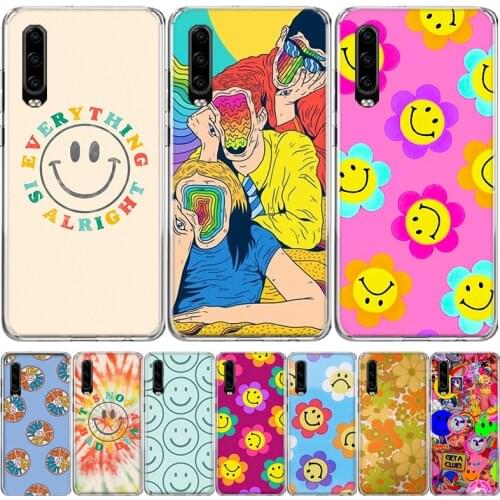 Smiley Flowers Phone Case For Huawei Mate 30 20 10 P40 P30 P20 P10 Pro Lite P Smart Z Plus 2019 2018 Cover Coque