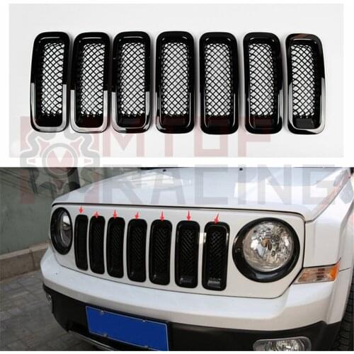 Black Mesh Grille Grid Guard Inserts Net Trim Cover For Jeep Patriot 2011 2012 2013 2014 2015 2016