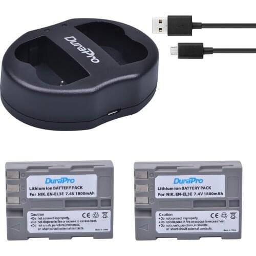 DuraPro 2pc EN-EL3E EN EL3e 1800mAh Camera Li-ion Battery +USB Dual Charger For Nikon D70 D70S D80 D90 D100 D200 D300 D300S D700