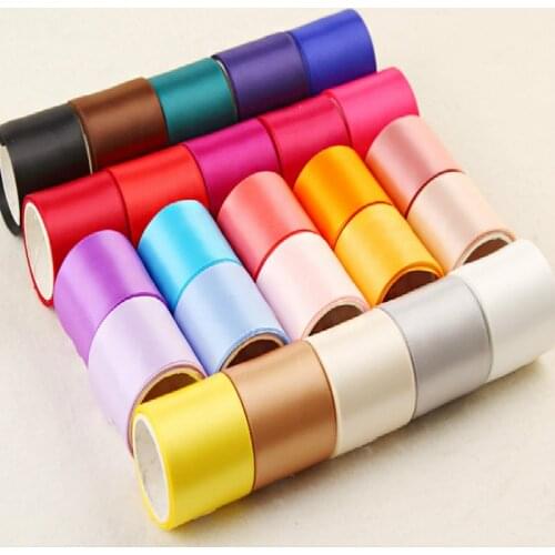 1*25MM Pure Double-sided Ribbon DIY gift wrap handmade bow headwear Grosgrain ribbons Christmas Double sided Plain coloured
