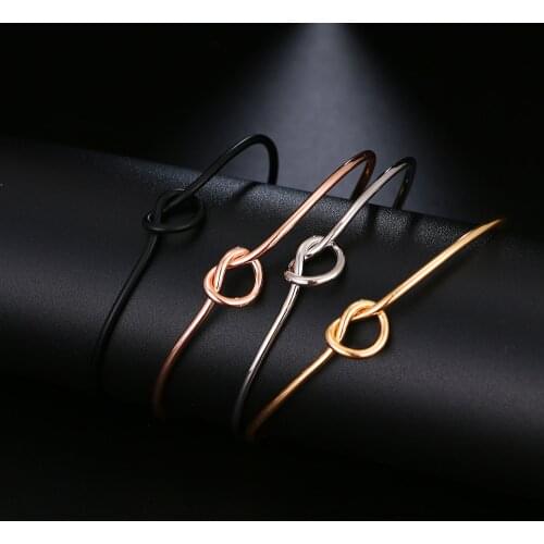 FNIO Vintage Simple Knotted Opening Bracelets Bangles For Women Adjustable Fashion Wedding Jewelry