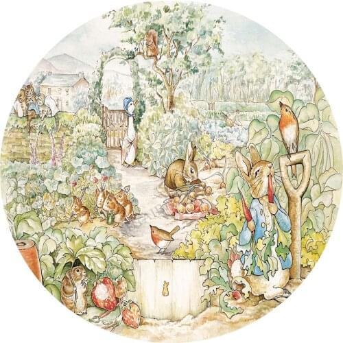 Rabbit Backdrops For Photography Baby Bunny Birthday Party Decorations Spring Easter Round Circle Photo Background Custom Banner