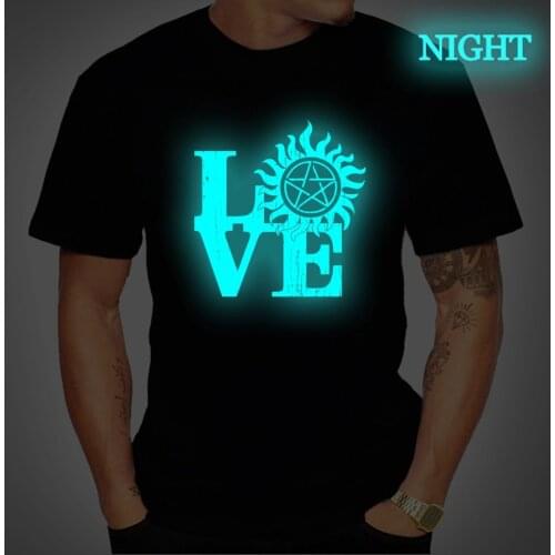 Supernatural Love Print T Shirt Summer Trendy Men Women Tee Tops Luminous T-shirt Cotton Tee Shirt Unisex Harajuku Streetwear