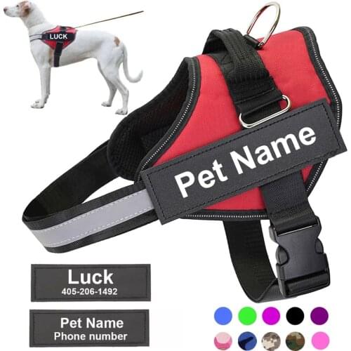 Personalized Dog Harness Vest Reflective Adjustable Harnesses for Small Large Dog with Customized Patch Pet Training Supplies