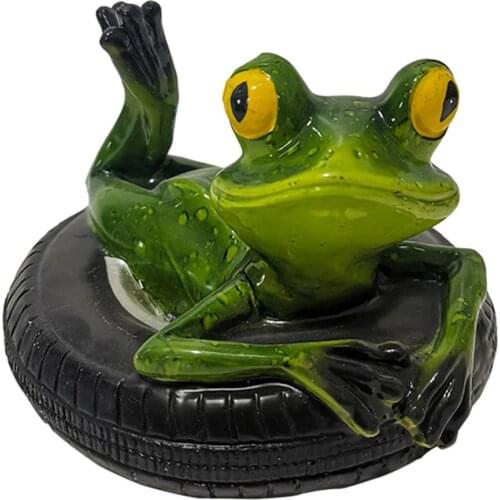Creative Resin Floating Frogs Statue Outdoor Garden Pond Decorative Cute Frog Sculpture For Home Desk Garden Decor Ornament