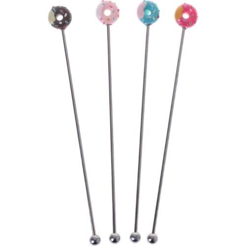Stainless Steel Swizzle Stick with Donut Shape Round Head Mixing Cocktail Coffee Stirrers Wine Drink Bar Accessories