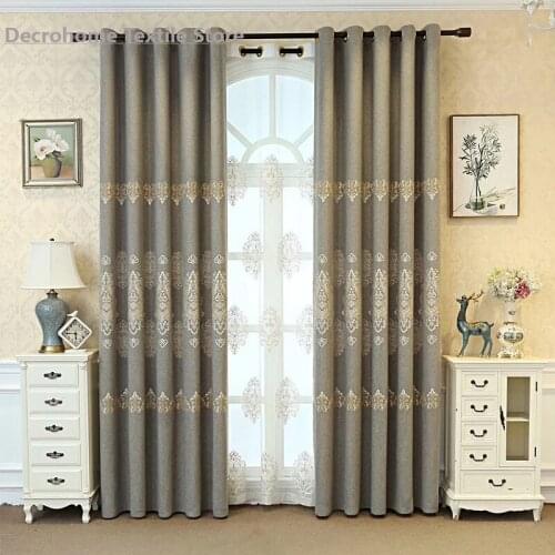 Linen Curtains for Living Room Jacquard European Flower Curtain Cotton and Linen Single Flower Shade Finished Customization