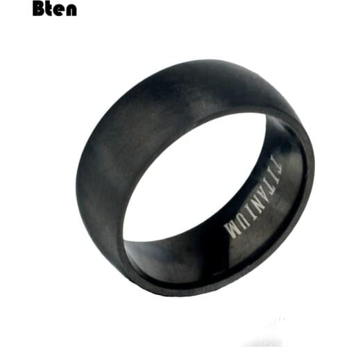 Bten Fashion Mens Black Titanium Ring Matte Finished Classic Engagement Anel Jewelry For Male Wedding Bands