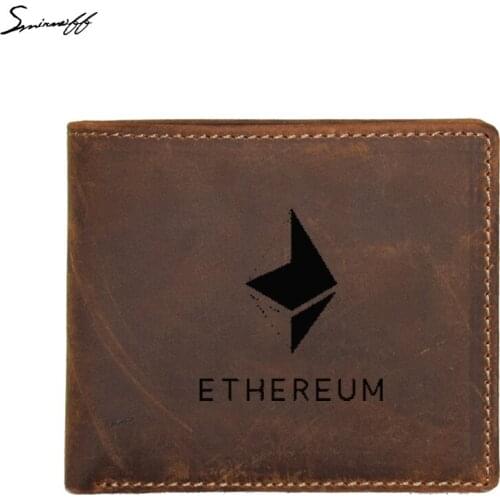Name Men Wallet FRID Blocking Card Holder Genuine Leather Male Coin Pocket Purse physical wallets with Ethereum Logo