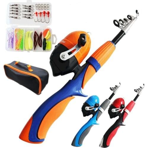 Htdob mini telescopic fishing rod set childrens rod fishing reel accessories fishing rod bag Portable fishing gear