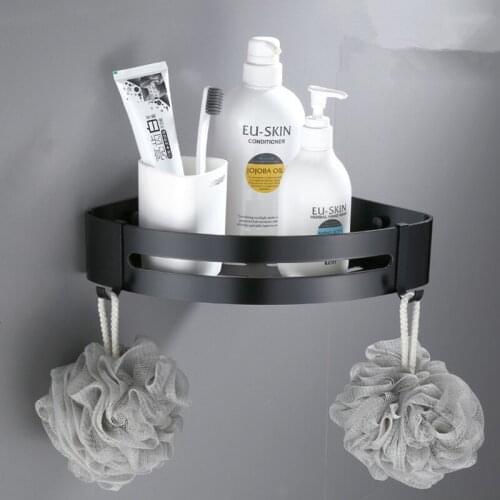 Wall Mounted Bathroom Shelf Nail Free Space Aluminum Soap Dish Bath Shower Shelf Bath Shampoo Holder Basket Holder Corner Shelf