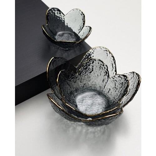 Nordic Home Decoration Gold Inlay Dry Fruit Bowls Decorative Crystal Glass Fruit Bowl Dessert Bowl Salad Bowl Baby Snack Bowl