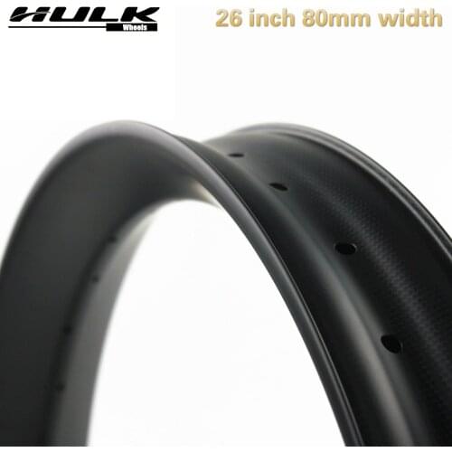 26 inch Carbon Fat Rim 80mm Width 25mm Depth Snow Bike / Beach Bike Fatbike Wheels Hookless Tubeless Tire rims fat bike wheels