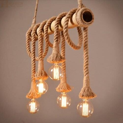 Hemp Rope Pendant Light Loft pendant lamp 1/2 Creative Industrial Hanging for Restaurant Coffee Bar home lighting PA0305