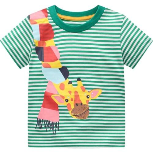 Jumping Meters Summer Giraffe Print Fashion Childrens T shirts Hot Selling Cotton Baby Clothes Cute Tee Tops Toddler Shirt