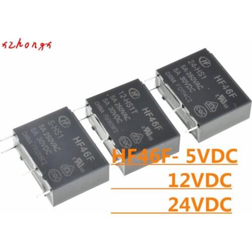 Relay HF46F- 5VDC HF46F- 12VDC HF46F- 24VDC 250VAC