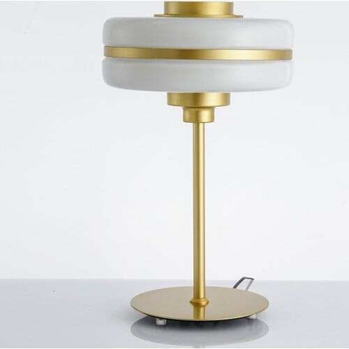 Light luxury Nordic designer example room sitting room bedroom atmosphere led decorative glass round table lamp