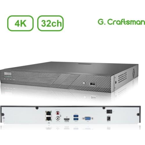 32ch 4K NVR H.265 Onvif Network Video Recorder System 2HDD 24/7 Recording IP Camera P2P Guard Viewer Support Mac G.Craftsman