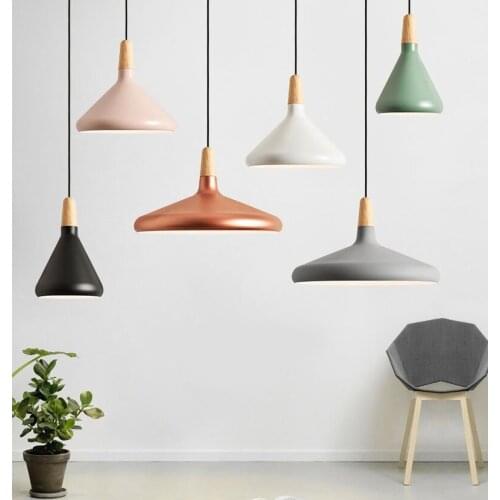 Nordic White Black Wood Pendant light restaurant bar bedside kitchen lamps Japanese minimalist modern creative Pendant lamp