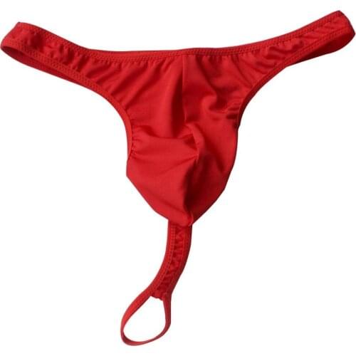 Men Strap O-Ring Pouch Thong Underwear Low Rise C-String Penish Ring Support Bikini Briefs Gay Male Sexy Hot Erotic Underpants